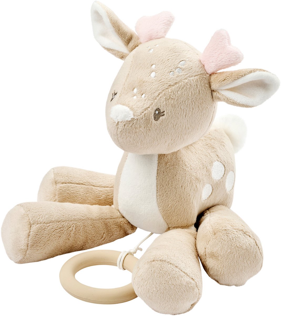 Nattou FanFan Muziekknuffel hertje - 25 cm - Zachte Knuffel met Muziek- Baby Cadeau - Beige