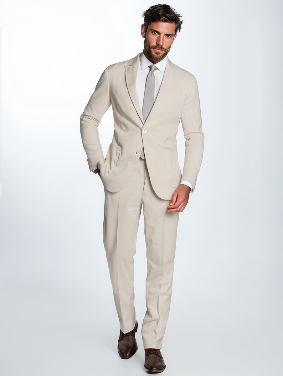 GENTS - Colbert / blazer heren linnenlook - Polyblend - Zand - Maat 48/L