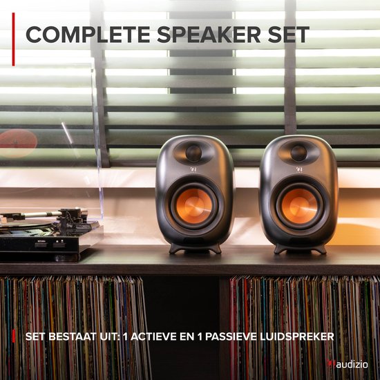 Stereo set - Audizio RS80 HiFi speakers - Boekenplank speakers - Bluetooth - Donkergrijs - 160W van Audizio — afbeelding 3