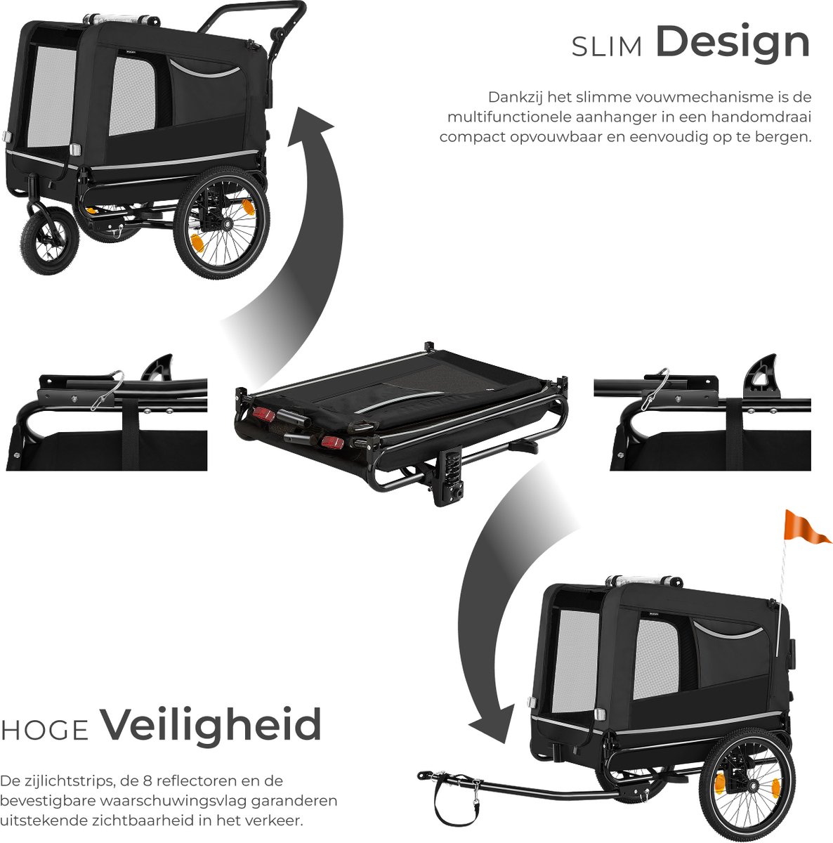 Hondenvervoer huisdierenbrancard opvouwbare dierenbrancard trolley - gemakkelijk schoon te maken, veilige transferapparatuur voor huisdieren - bescherming en veiligheid