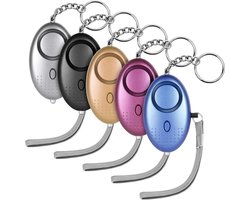 5 Stuks - 140 dB - Persoonlijke Alarm - Met LED Zaklamp En Sleutelhanger - Anti Wolf Fluitje - Sleutelhanger - Draagbaar - Voor Vrouwen, Meisjes En Ouderen - Verjagen / Afschrikken / Zelfverdediging