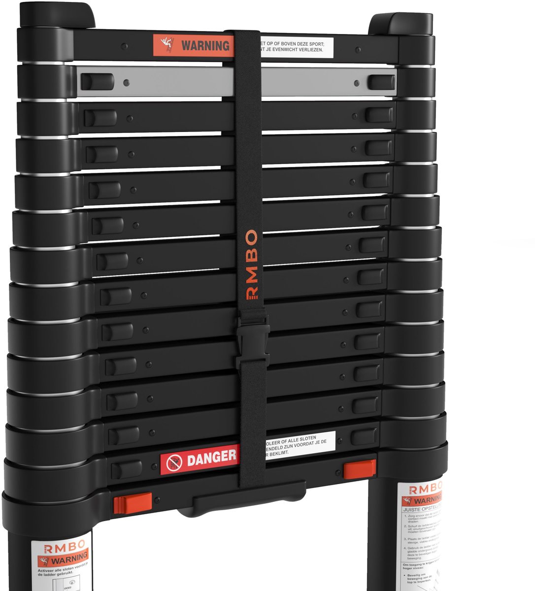RMBO Telescopische Ladder - Telescoopladder - 4.40m lang, Compact en Draagbaar met Soft Closing Systeem, Geschikt voor Particulier en Professioneel Gebruik, Telescopische Vouwladder, Max. Belasting 150 kg, EN 131.6 – foto 3