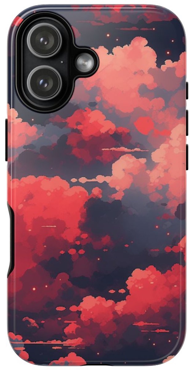 Abstracte Wolkenlucht in Rood en Roze – Telefoonhoesje Geschikt voor iPhone 17