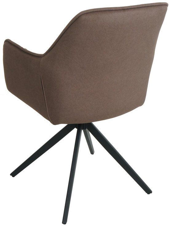 Set de 6 chaises de salle à manger MCW-L80, chaise de cuisine rembourrée avec accoudoirs, pivotante, métal tissu/textile ~ marron