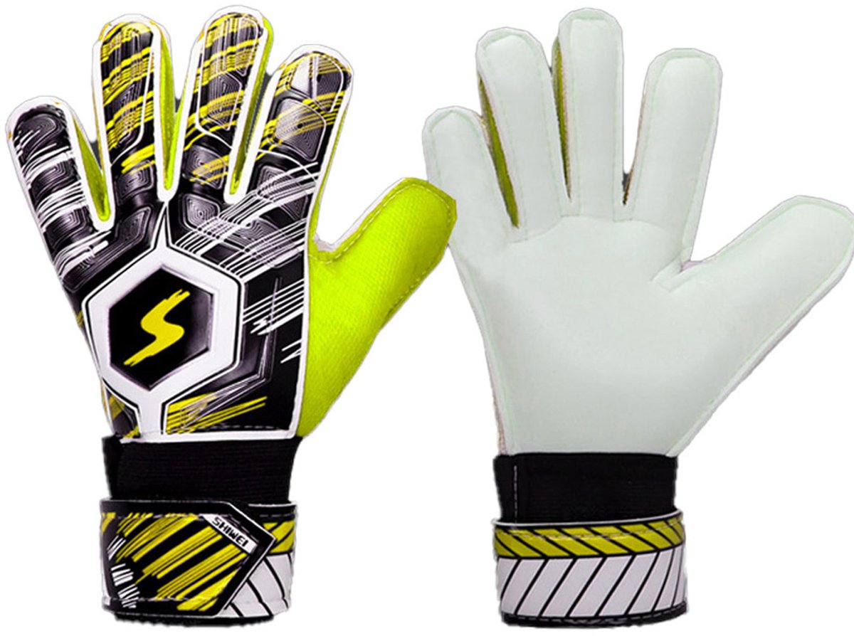 TuseRxln Keepershandschoenen - Sport & Fitness Handschoenen - Sterke Grip En Vingersave - 1 Paar - Voor Training En Wedstrijd Geel wit