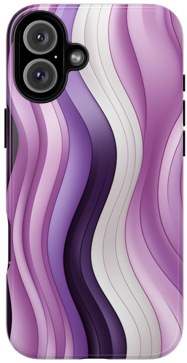 Paars Golvend Strepenpatroon – Telefoonhoesje Geschikt voor iPhone 16 Plus