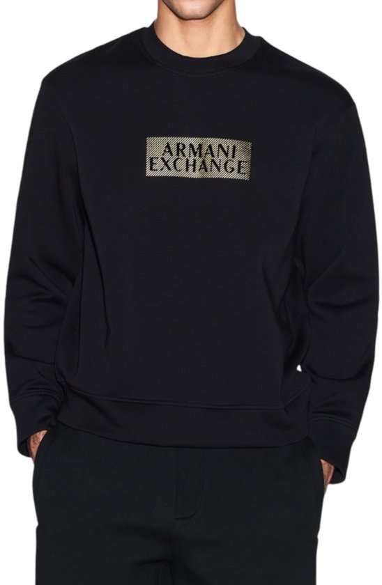 Printed Long Sleeve Round Neck Sweatshirt - Black