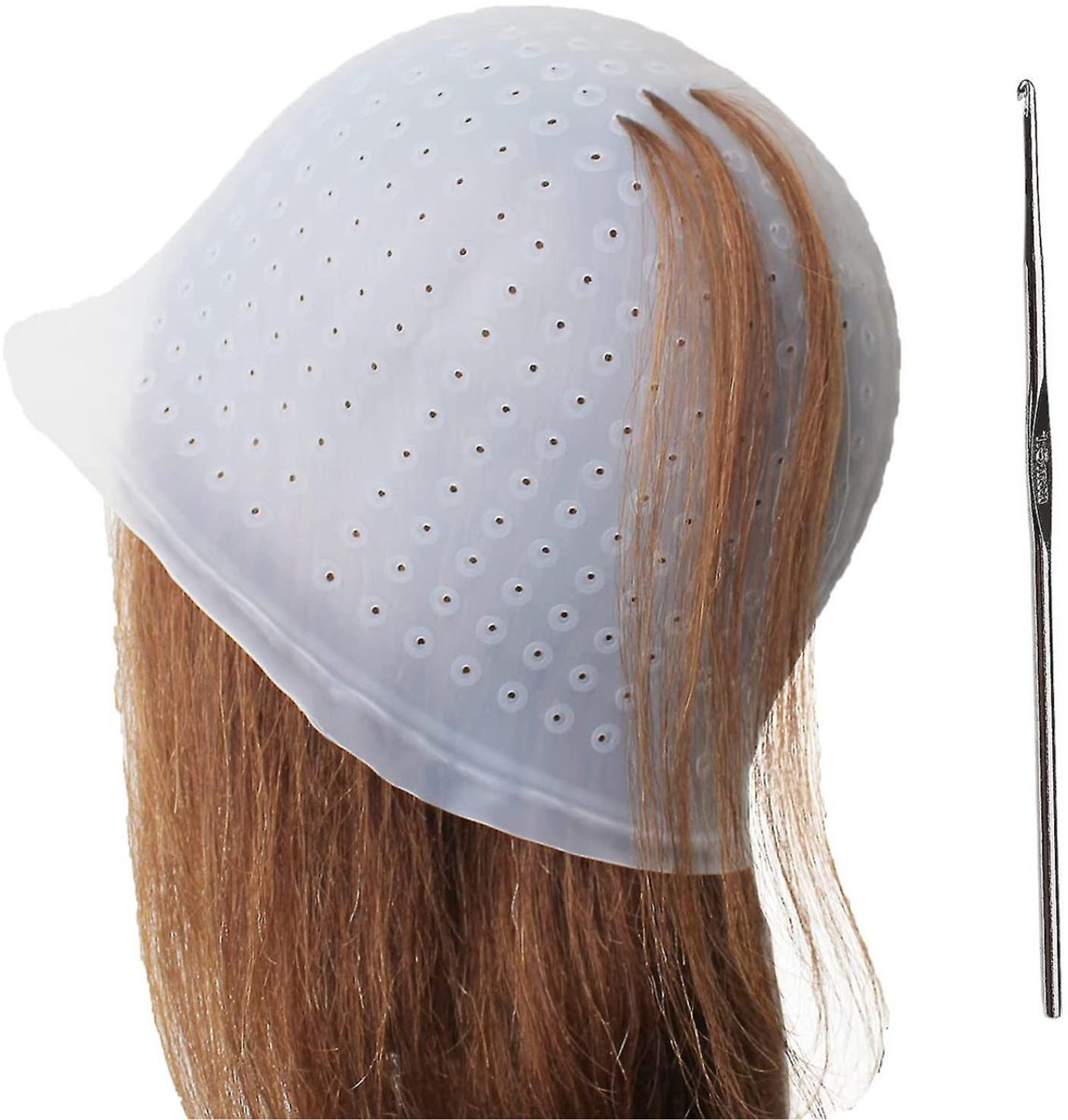 Siliconen Highlight Cap - Haarkleurkap - Met Naalden - Voor Gekleurd Haar - Wit