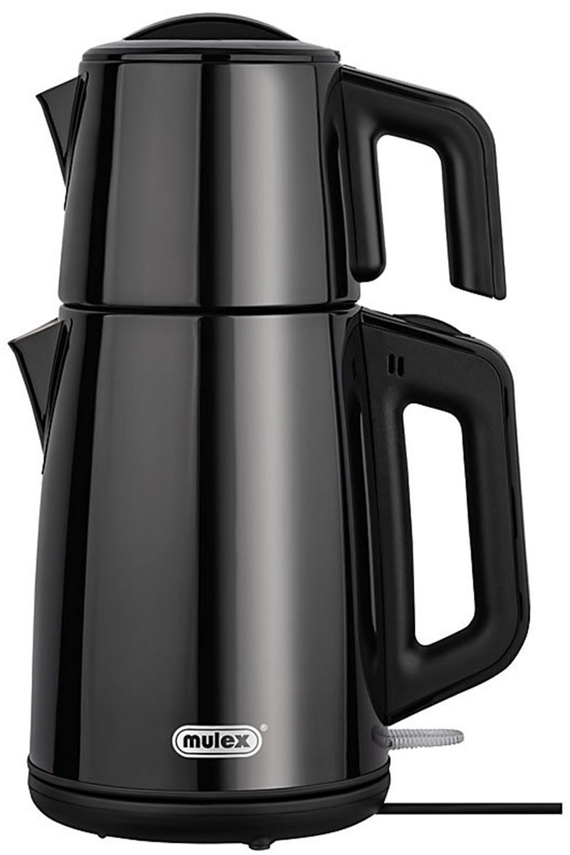 Mulex | MX052 Tea express | elektrische Turkse theepot | Zwart Rvs | - 2.0L + 1.2L | Led-indicator | 360° basis | 1650 W