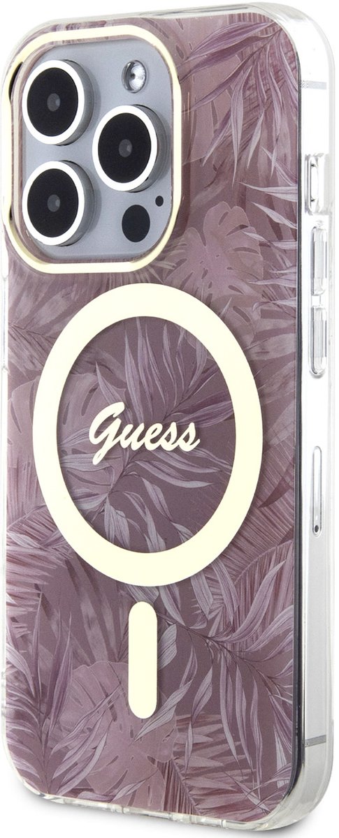 Guess Back Cover - Apple iPhone 15 Pro - Roze - Magsafe - Verhoogde camerabescherming