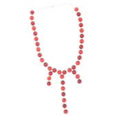 Behave Dames ketting zilver kleur met rode stenen en hangers 46 cm