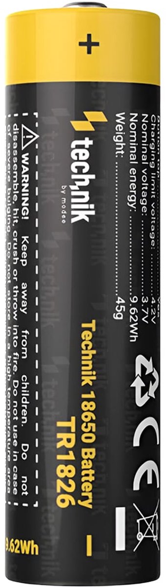 Technik oplaadbare Lithium Batterij - Li-ion - 18650 / TR1826 - 2600mAh - 3.7V