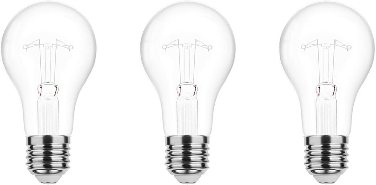 Technik E27 Wolfraam-Gloeilamp Dimbaar 150W - 2700K - Warm Wit - Gloeilamp Globe A70 - 3 stuks