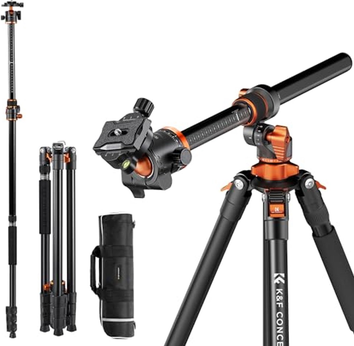 Professionele Camera Statief met Afneembare Monopod en Centrumbalk Constructie - 230 cm Hoog