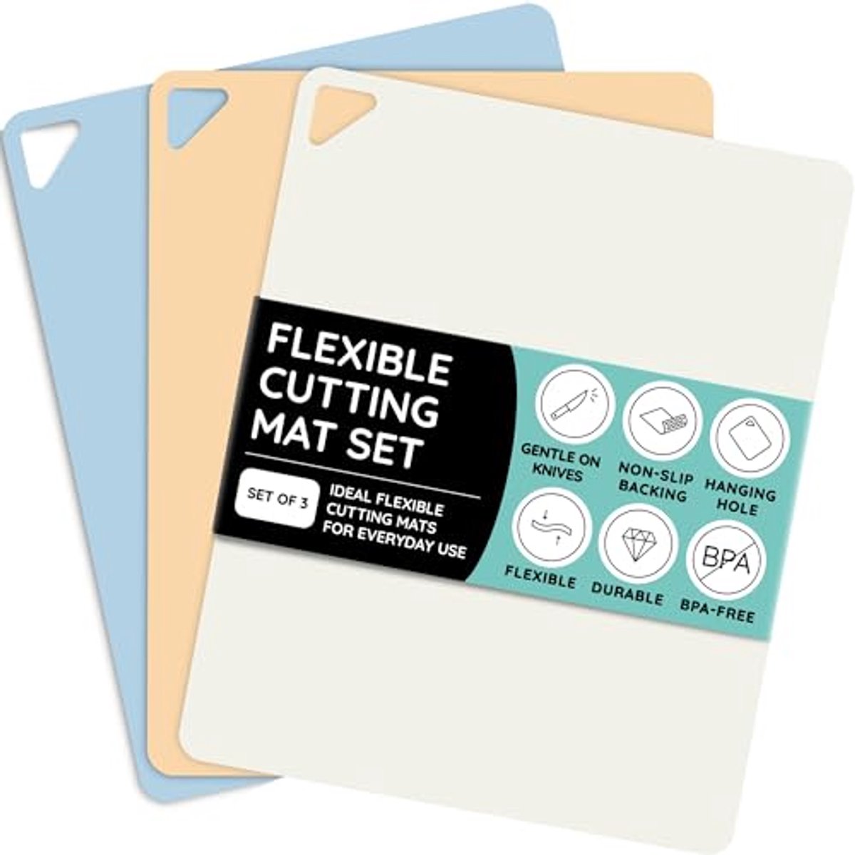 Flexibele snijplanken set van 3 - Antislip, Kleurgecodeerd en Perfect voor Keuken