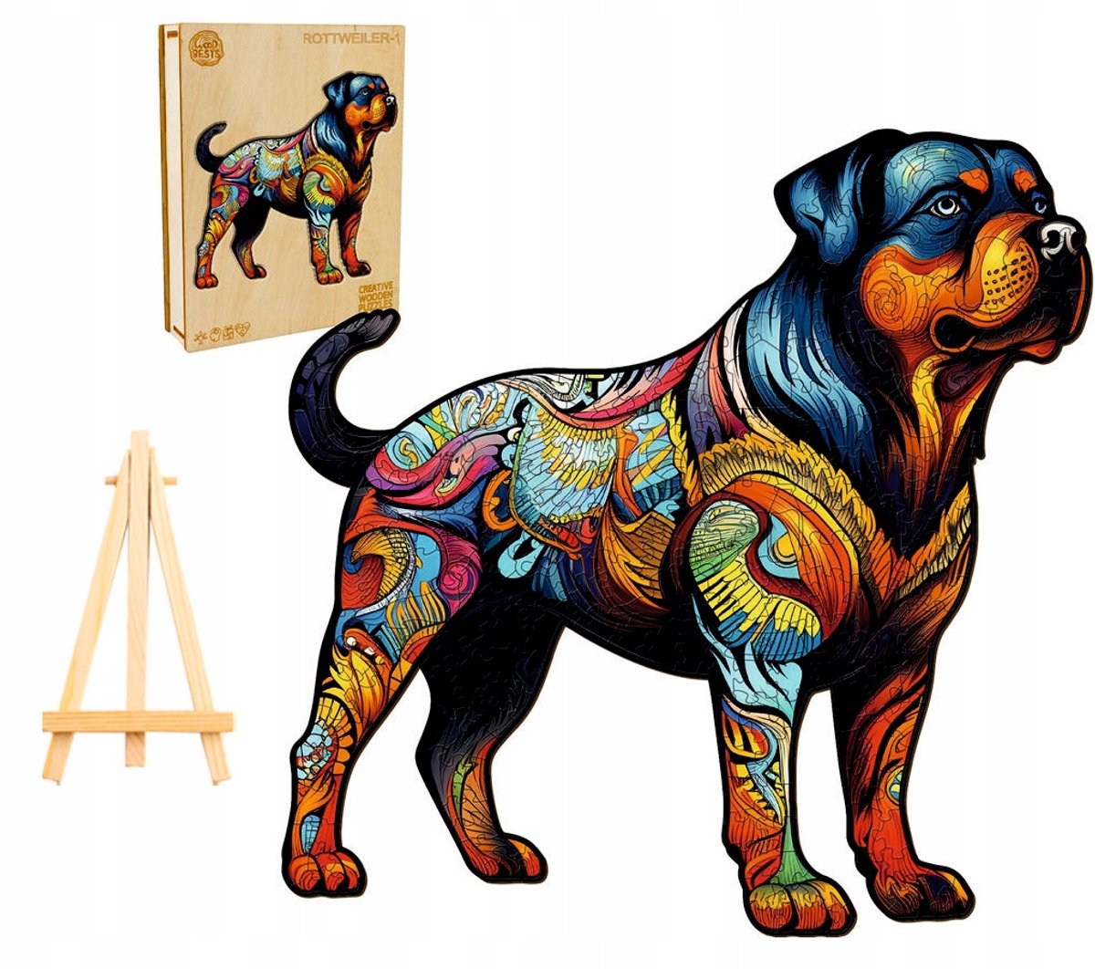 Houten Puzzel Rottweiler 300 Stukken in Houten Doos