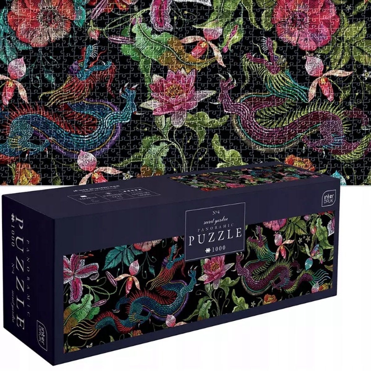 Geronimo Games Puzzle - 1000 stukjes - interdruk panoramische puzzel - secret garden bloemen -
