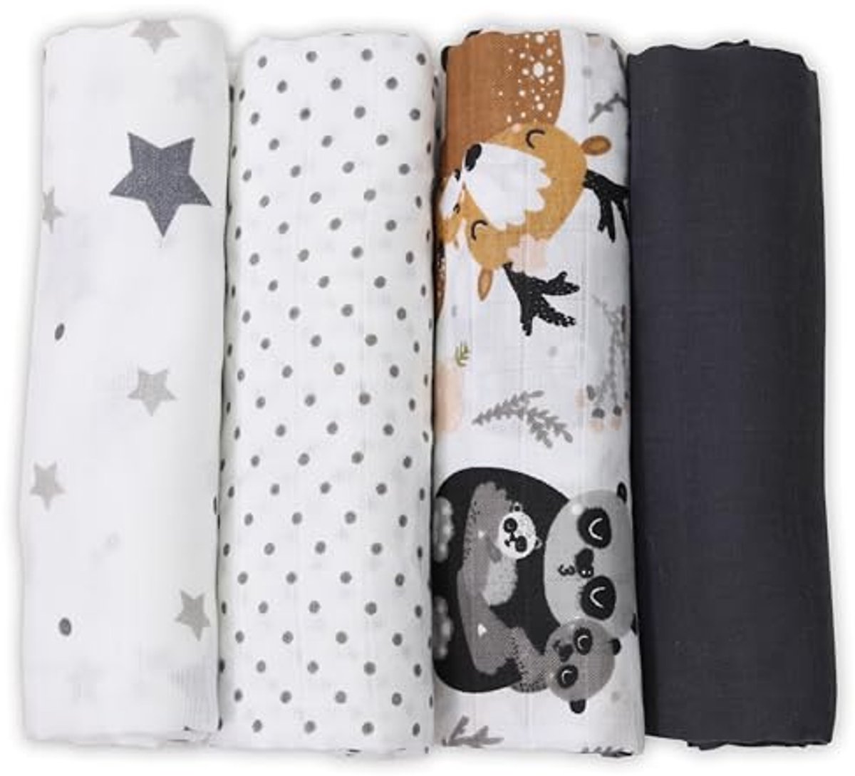 Mousselinedoeken voor babyzorg - Set van 4, 60 x 75 cm, Katoen, Uniseks, Veilig voor Baby's