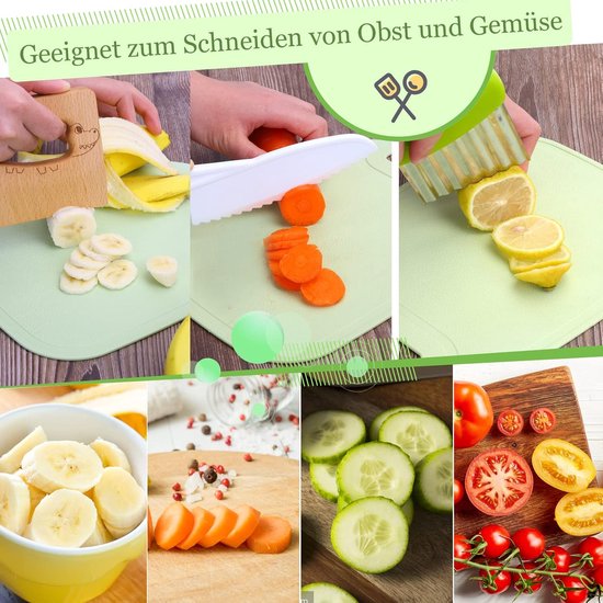 Kindermes - 8-delige veilige houten messenset - Kindermessenset - Montessori snijgereedschap - BPA-vrij - Cadeau-idee - geschikt voor kinderen vanaf 2 jaar van Boppi — afbeelding 5