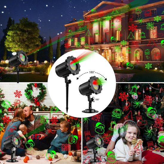 SAKEMA Projecteur de noël à Distance, lumière d'extérieur, Vert, Rouge, LED étoiles, projecteur for décoration de fête et de Vacances 9.23