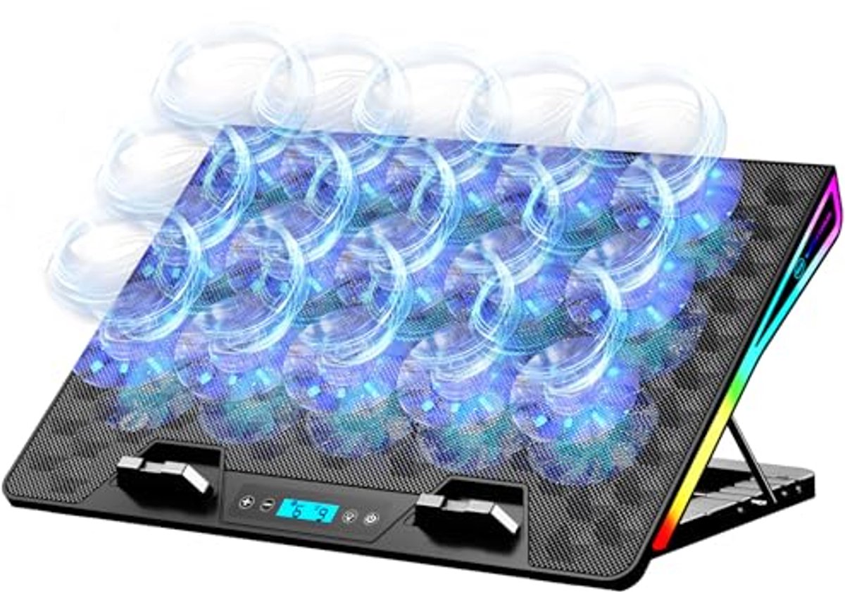 Gaming Laptopkoeler met 15 Ventilatoren en RGB-Verlichting voor 15-17,3 Inch Laptops