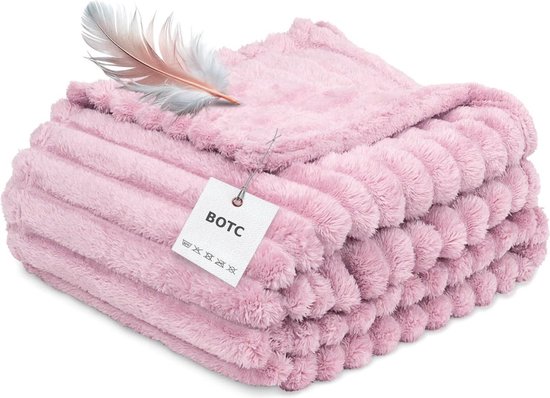 BOTC Luxe Fleece deken - Plaid - Super Zacht, Warm en Donzig - Cadeau - 150x200cm - Roze