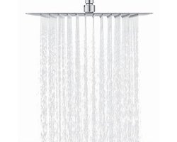 DETBOM Douchekop Regendouche 40x40cm/16 Inch Vierkant 304 Roestvrij Staal Regendouchekop Waterbesparend met 144 siliconen Sproeiers met Anti-kalkfunctie Regendouchekop 360° Draaibaar, Chroom