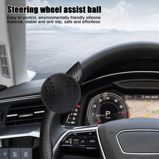 Dokeno Stuurwielknop voor auto, universele zwarte siliconen gel + nylon, 7 cm, compatibel met auto, vrachtwagen, SUV — afbeelding 2
