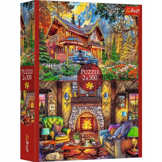Trefl-puzzel 2x500 stukjes: berghut en huis - 1000 stukjes