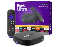 Roku Ultra 2024 - Ultieme streaming-speler - 4K-streamingapparaat voor tv met HDR10+, Dolby Vision & Atmos - Bluetooth en Wi-Fi 6 - Oplaadbare spraakafstandsbediening Pro met verlichte knoppen -