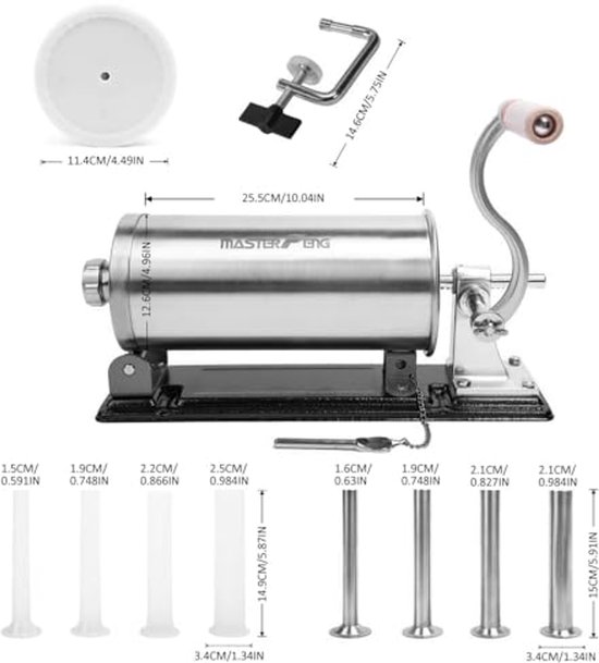 MASTER FENG Horizontale worstvuller met 8 vultrechters en 1 siliconen kolf [6,0 LBS capaciteit] van MASTER FENG — afbeelding 5