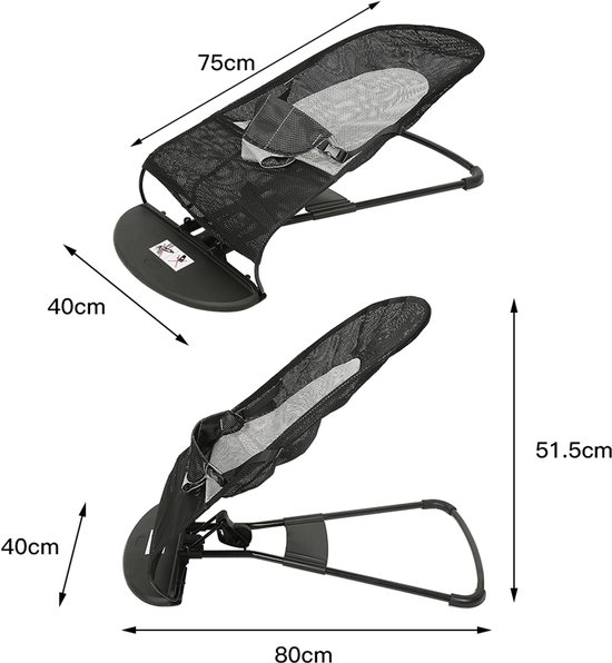 PIPIPOXER-Wipstoel -Bouncer- Schommelstoel-Vanaf de geboorte tot ca. 2 jaar-Zwart — afbeelding 3