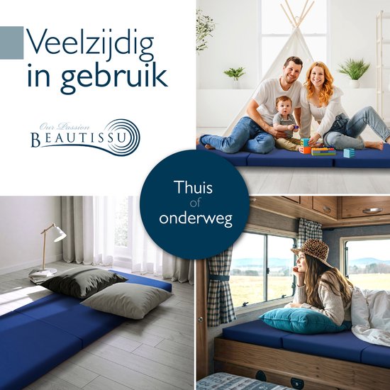 Beautissu opvouwbare matras 120x195 cm Campix - reisbed matras als vouwmatras & gastenmatras inklapbaar- zitblok opvouwbaar - rechthoekig in donkerrood