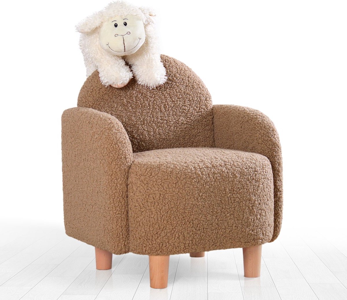 Moylo Kindervleugelstoel | 100% imitatiebont | Koffie - Asir Group - Zitmeubelen - Bruin - Hout; Stof - Zitmeubelen -