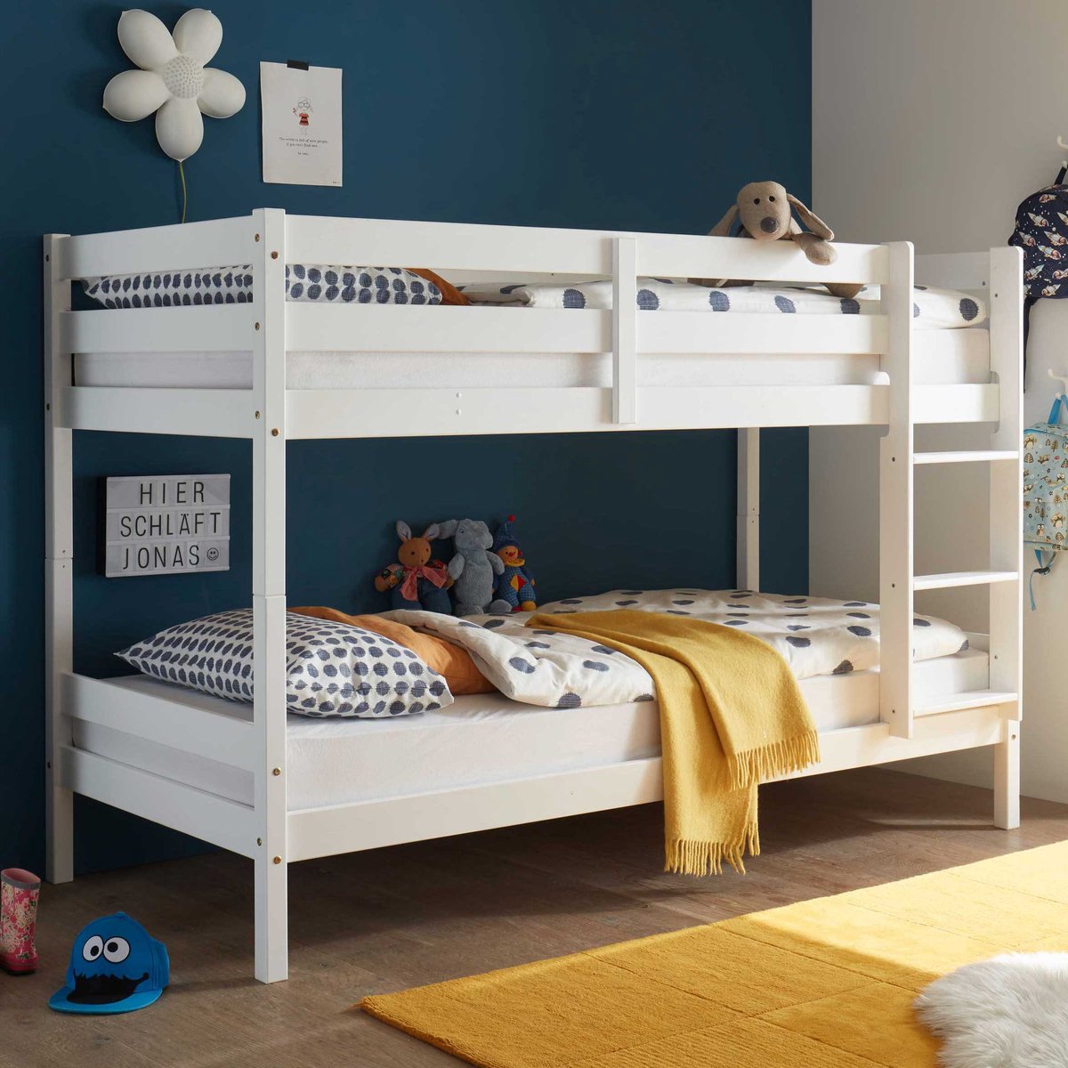 Stapelbed Maren 90x200 - Met Lattenbodems - Wit - Emob - Stapelbed - Wit - Hout; MDF Eenpersoons Stapelbed