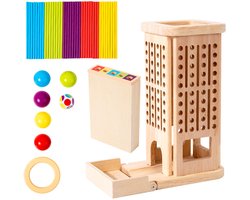 Nolita Montessori familiespel – Gezelschapsspel 3 jaar - Dobbelspel - Houten bordspel met gekleurde 