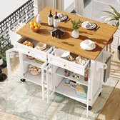 Mobiele Keukentrolley Met 2 Deuren En 2 Lades, Eiland Met Houtlook Zwart Voor Keuken En Woonkamer