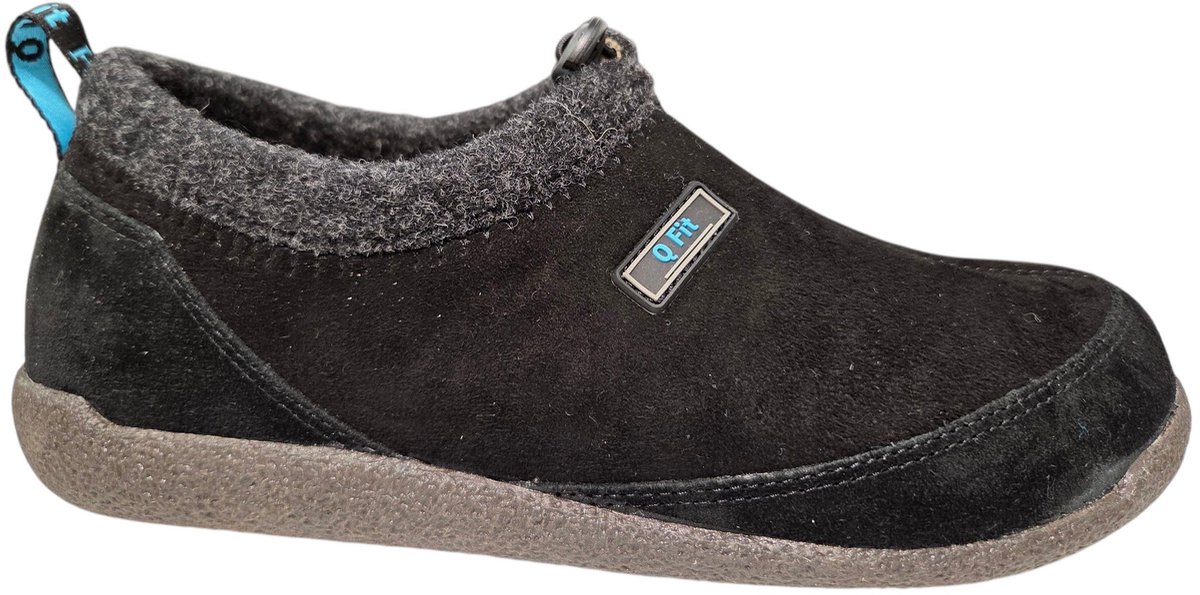 Q Fit Bern 4 Zwarte Nubuck Gesloten Heren Pantoffels - Zwart - 40