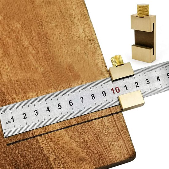 Règle de traçage en Messing et acier 30 cm, jauge de traçage pour le travail du bois avec butée, Outils de précision pour la menuiserie
