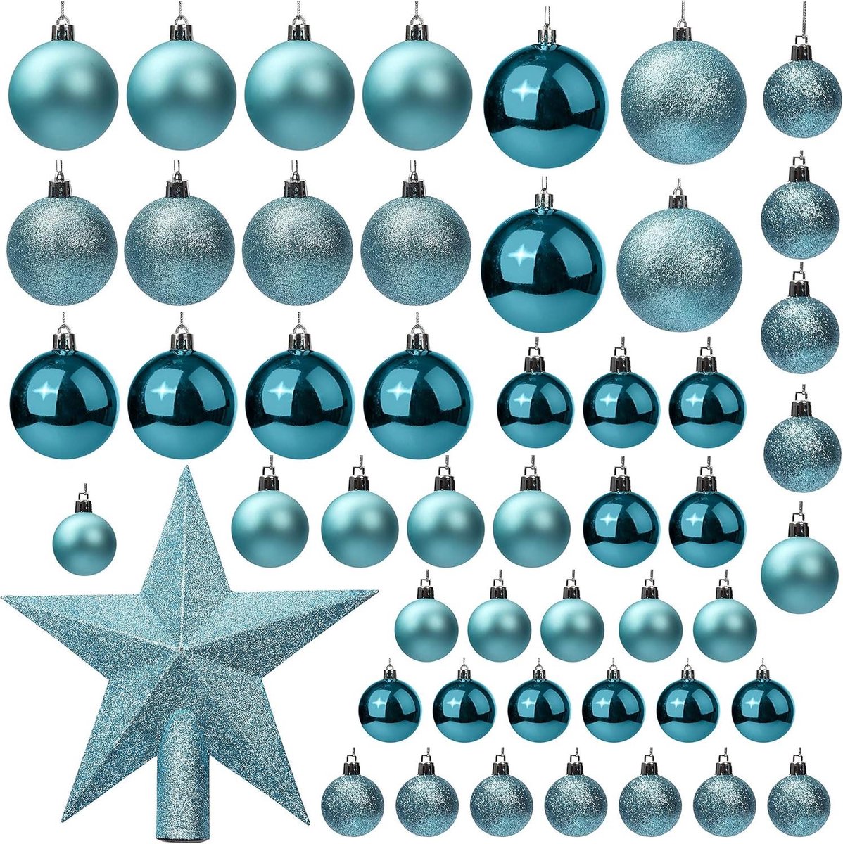 Blauwe kunststof kerstballen voor feestelijke kerstboomdecoratie.