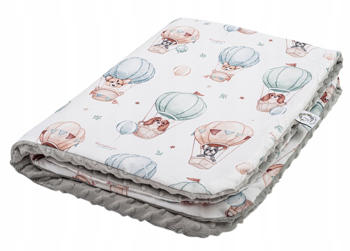 Dubbelzijdig babydekentje 75x100 cm met hondjes - Katoen & Minky