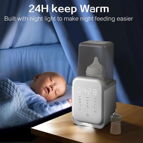 10-in-1 Flesverwarmer - Babyvoeding Warmer - Snel Opwarmen (2-5 min) - Exacte Temperatuur - Nachtlampje - Timerverwarming — afbeelding 4