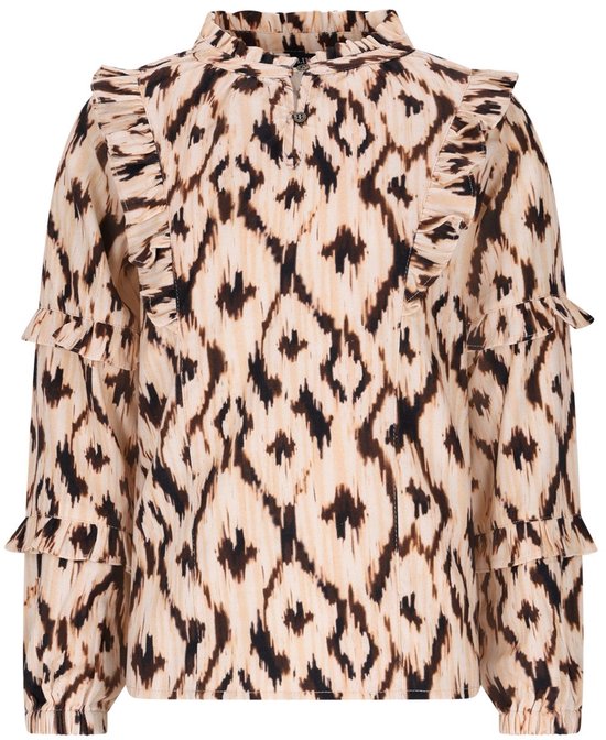 Like Flo - Carlin Flo girls woven blouse with ruffle - Ikat - Maat 110