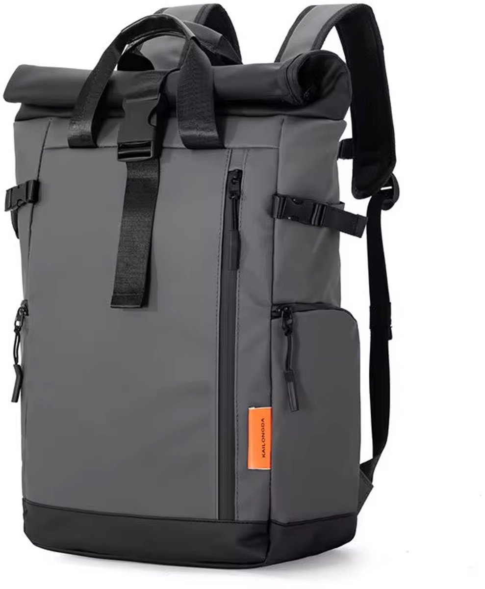 Locus Amicus Rolltop Rugzak Dames & Heren – Waterdichte Backpack met [15.6 inch] Laptopvak – Stevige Schooltas & Werktas – Drinkbekerhouder – Antraciet