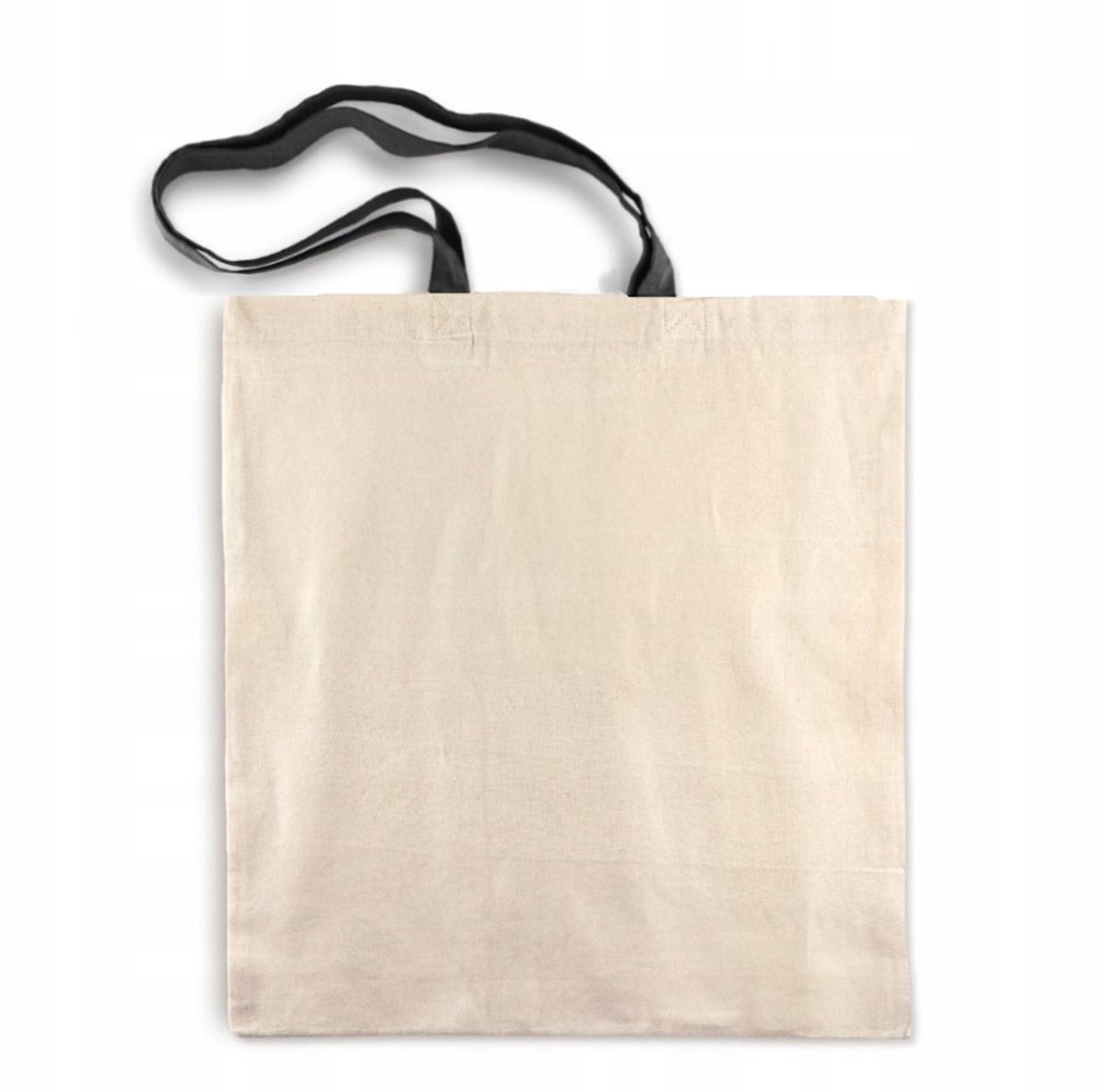Ecru katoenen boodschappentas 38x10x42 cm met lange zwarte handgreep