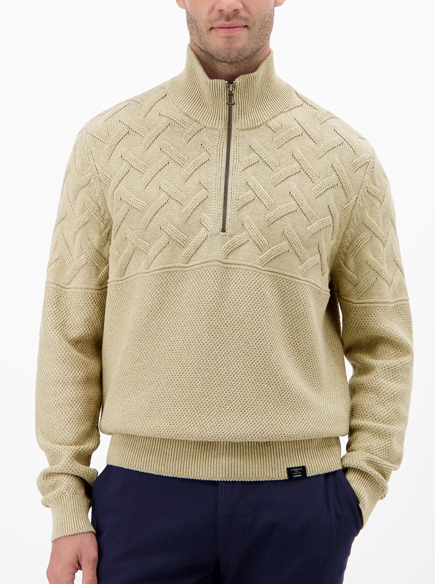 Lerros - Half zip trui - Heren - 3XL - 125 TENDER BEIGE ME - Katoen - 25O5440