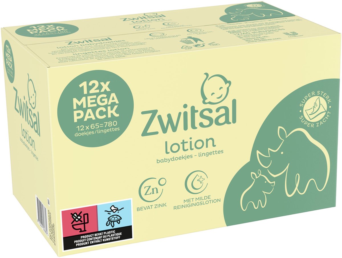 Bol.com Zwitsal - Billendoekjes Lotion - 12 x 65 - 780 babydoekjes aanbieding