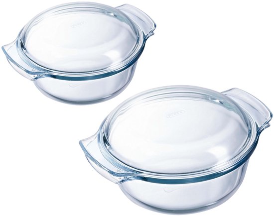 Plats à four Pyrex set de 2x - verre avec couvercle - 3,5 et 2,1 litres