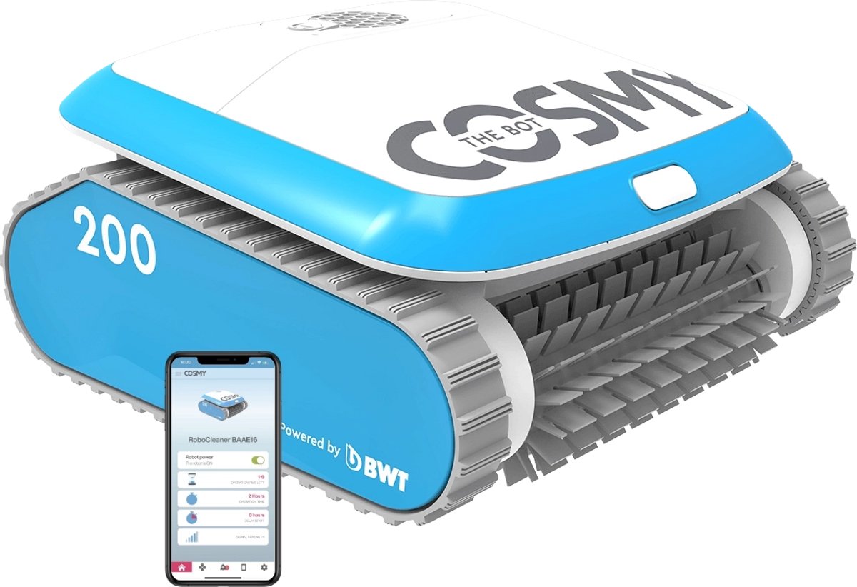 BWT zwembadrobot COSMY 200 | Reiniging van vloer, wanden en waterlijn | 4D-ultrafijn filter voor maximale vuilopname | Intelligente navigatie met gyroscoop | Gemakkelijk te reinigen | UV-bestendig en duurzaam | Met kabel