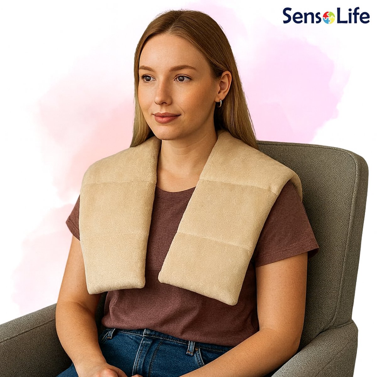 Verzwaarde Nek- en schouderkussen - 4 kg - beige kleur - Schoudersgewichten